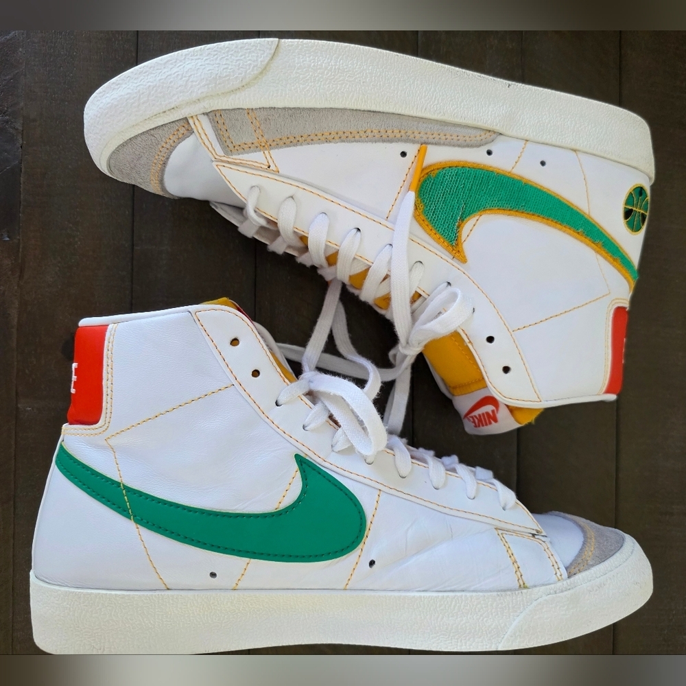 Nike Blazer Mid 77 Rayguns Sneakers Mens 9 Leather Sequin Swoosh Basketball - Picture 2 of 15
